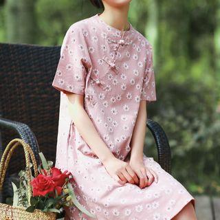 Flower Short-sleeve A-line Dress