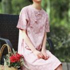 Flower Short-sleeve A-line Dress