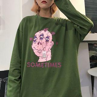 Long-sleeve Monster Print T-shirt