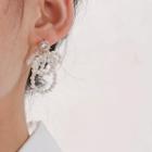 Rhinestone Faux Pearl Fringed Earring 1 Pair - Stud Earrings - White & Gold - One Size