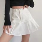 High Waist Pleated Hem A-line Mini Skirt