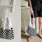 Checkered Knit Shopper Bag Black - One Size