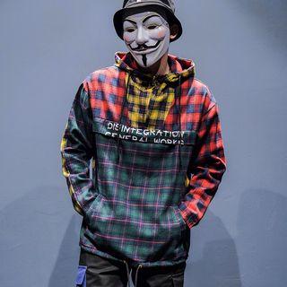 Color Block Plaid Hoodie
