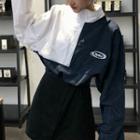 Stand Collar Color Block Half-zip Pullover