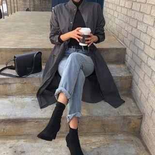 Stand-collar Drawstring Parka