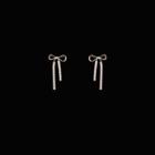 Rhinestone Bow Drop Earring 1 Pair - S925 Silver Needle Earrings - One Size