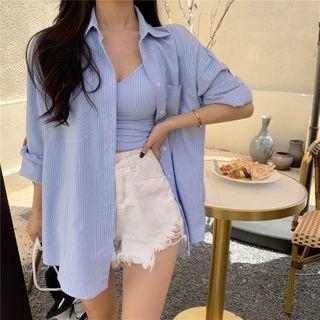 Set: Striped Shirt + Cropped Camisole Top