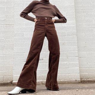 Corduroy High-waist Boot-cut Pants