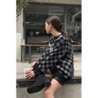 Letter Checked Sweater Black - One Size