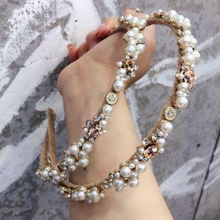 Faux Pearl Headband Champagne - One Size