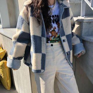 Check Print Oversize Button-through Jacket