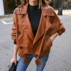 Double-breasted Faux-leather Jacket