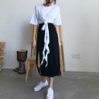 Plain Short-sleeve T-shirt / Side Slit Midi Skirt