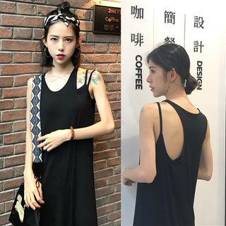 Cut-out Shoulder Plain Dress