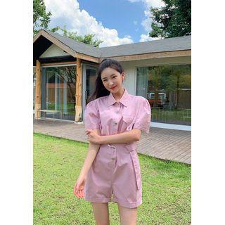 Pastel Belted Shirt Romper