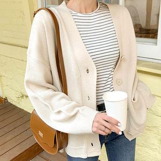 Loose-fit Pastel-color Knit Cardigan