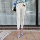 Button-fly Mid-rise Skinny Jeans