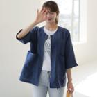 Pocket-detail Zip-up Linen Blend Jacket
