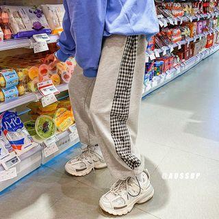 Gingham Panel Drawstring-cuff Sweatpants
