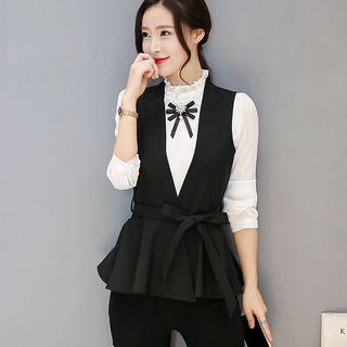 Peplum Vest With Sash