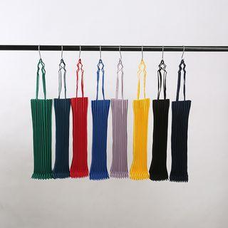 Pleated Plain Canvas Shopper Bag