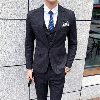 Plaid Blazer + Dress Pants + Vest