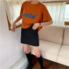 Short-sleeve Floral T-shirt / Cropped T-shirt