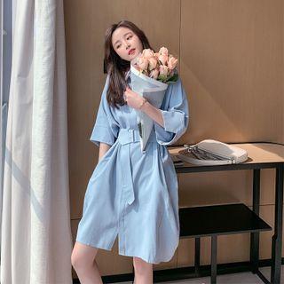 Lapel Single-breasted Cotton Linen Dress