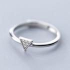 925 Sterling Silver Rhinestone Triangle Open Ring As Shown In Figure - One Size