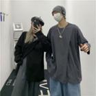 Couple Matching Long-sleeve Asymmetrical Slit T-shirt