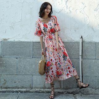 Short-sleeve Midi Floral Sundress