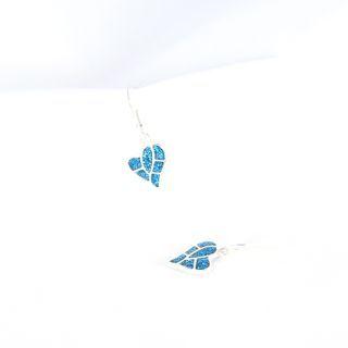 Heart Glaze Alloy Dangle Earring 1 Pair - Ocean Blue - One Size