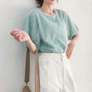 Short-sleeve Fringe Blouse