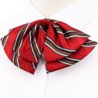 Striped Ribbon Bow Tie Stripes - Wine Red & Black - One Size