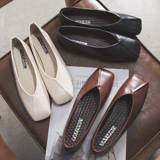Square Toe Paneled Flats