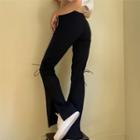 Lace-up Slit-hem Bootcut Pants