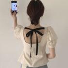 Square-neck Short-sleeve Blouse As Shown In Figure - One Size
