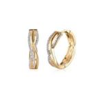 Fashion Plated Champagne Gold Line Earrings With Cubic Zircon Champagne - One Size