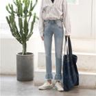 Ankle-length Ruffled Hem Skinny Jeans