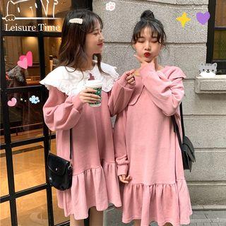 Balloon-sleeve Frilled Peter Pan Collar Dress