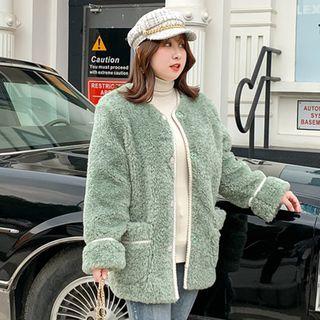 Braided Trim Furry Jacket