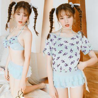 Set : Frilled Bikini + Print Cover-up