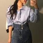 Lace-up Back Long-sleeve Top As Shown In Figure - One Size