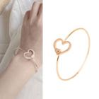 Rhinestone Heart Bangle 1 Pc - Bracelet - Gold - One Size