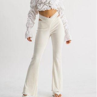 High-waist Lace Trim Boot-cut Pants