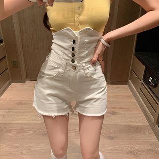 Ultra High-waist Denim Skinny Shorts
