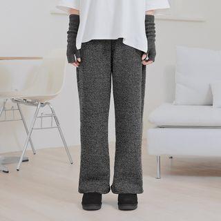 Drawcord Woolen Knit Wide Pants