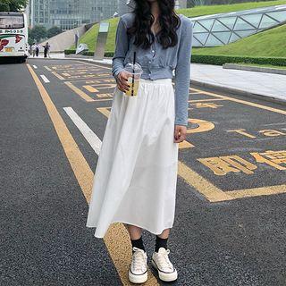 Cropped Light Jacket / Midi A-line Skirt