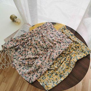 Floral Print Ruched Mini Pencil Skirt