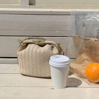 Buckled Woven / Pleather Bag